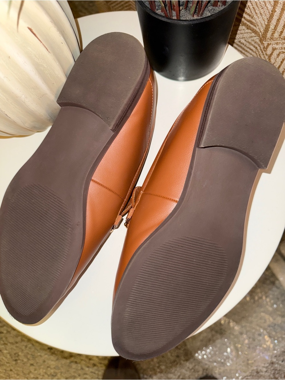 LOFT Brown Leather Bit Loafers with Gold Hardware - Picture 6 of 7